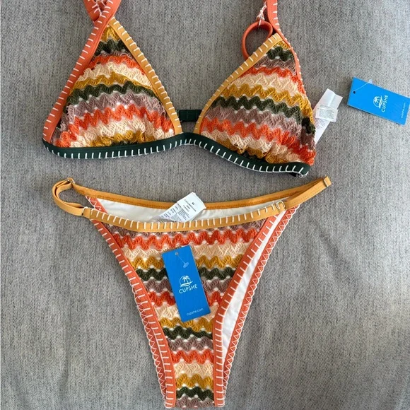 BNWT Sundown Waves Chevron Bikini Set - Picture 7 of 8